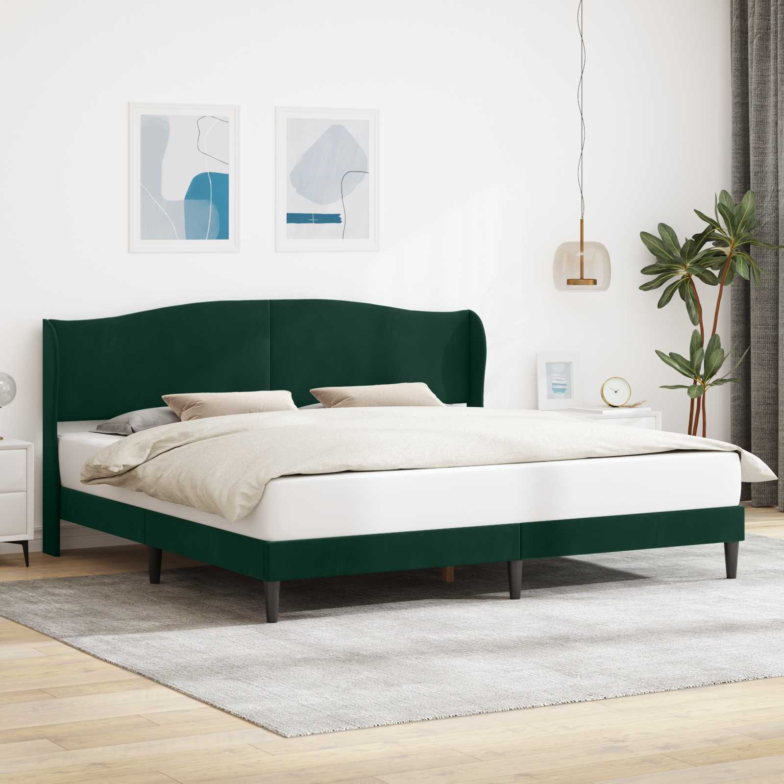 Sängram med huvudgavel Mörkgrön 180 x 200 cm Sammet