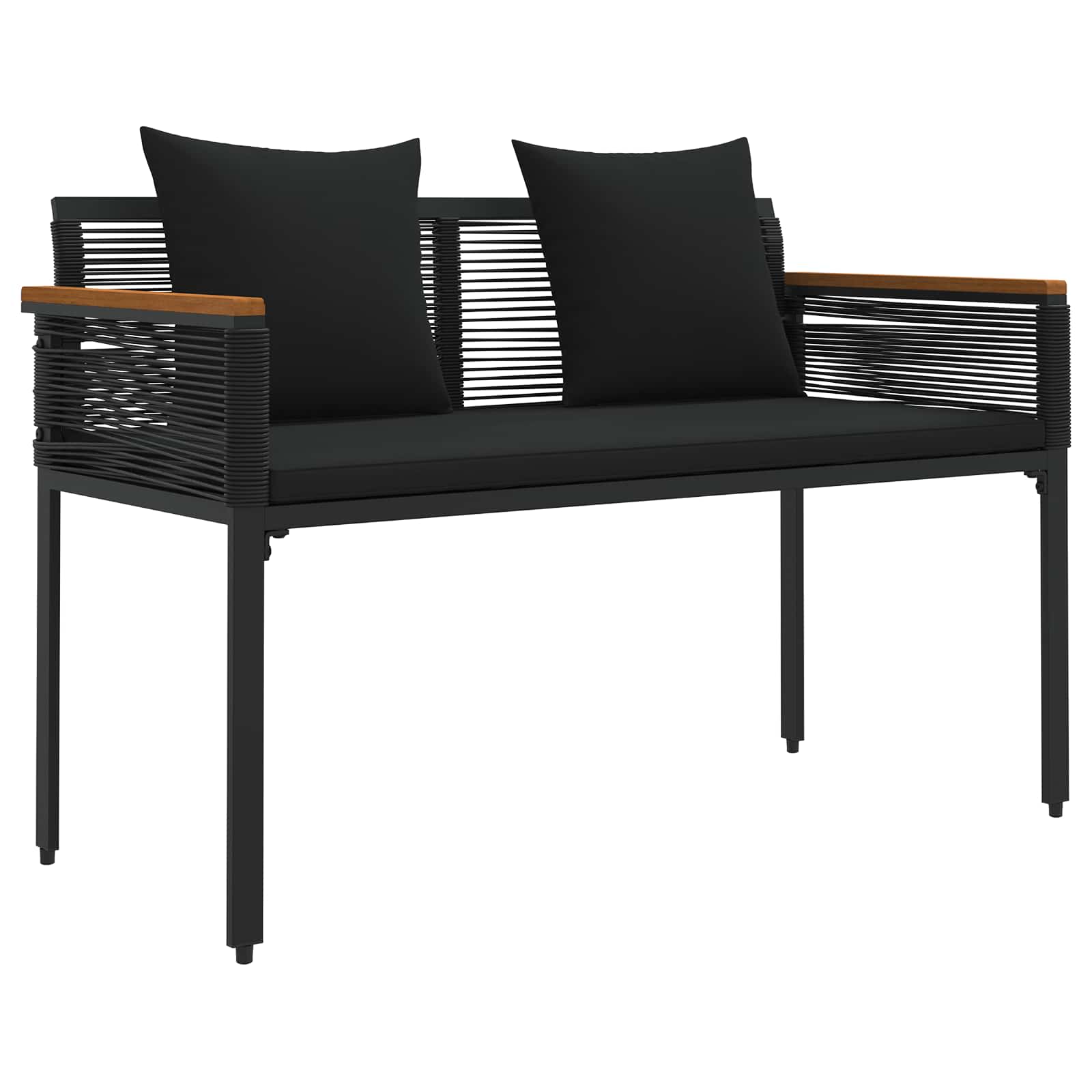 Utomhusbänk 2 -Seater 117 x 54 x 74.5 cm konstrotting Svart