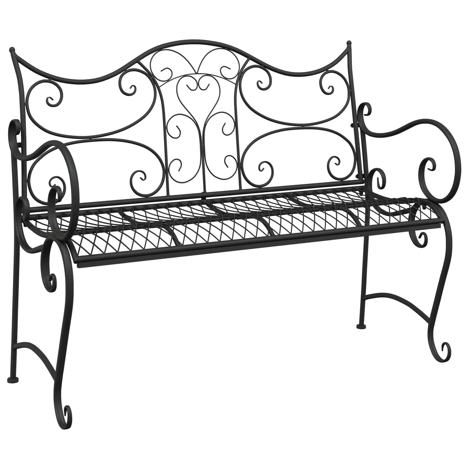 Trädgårdsbänk 2-Antal sittplatser 114 x 56,5 x 90 cm Stål Svart