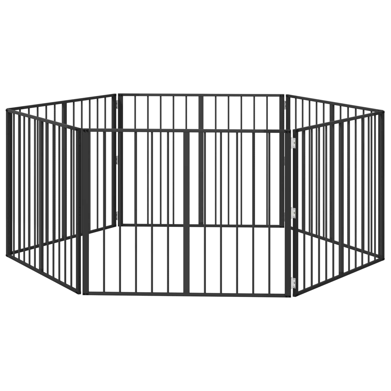 Hundgrind 6 pcs Svart 100 x 80 cm Galvaniserat Stål