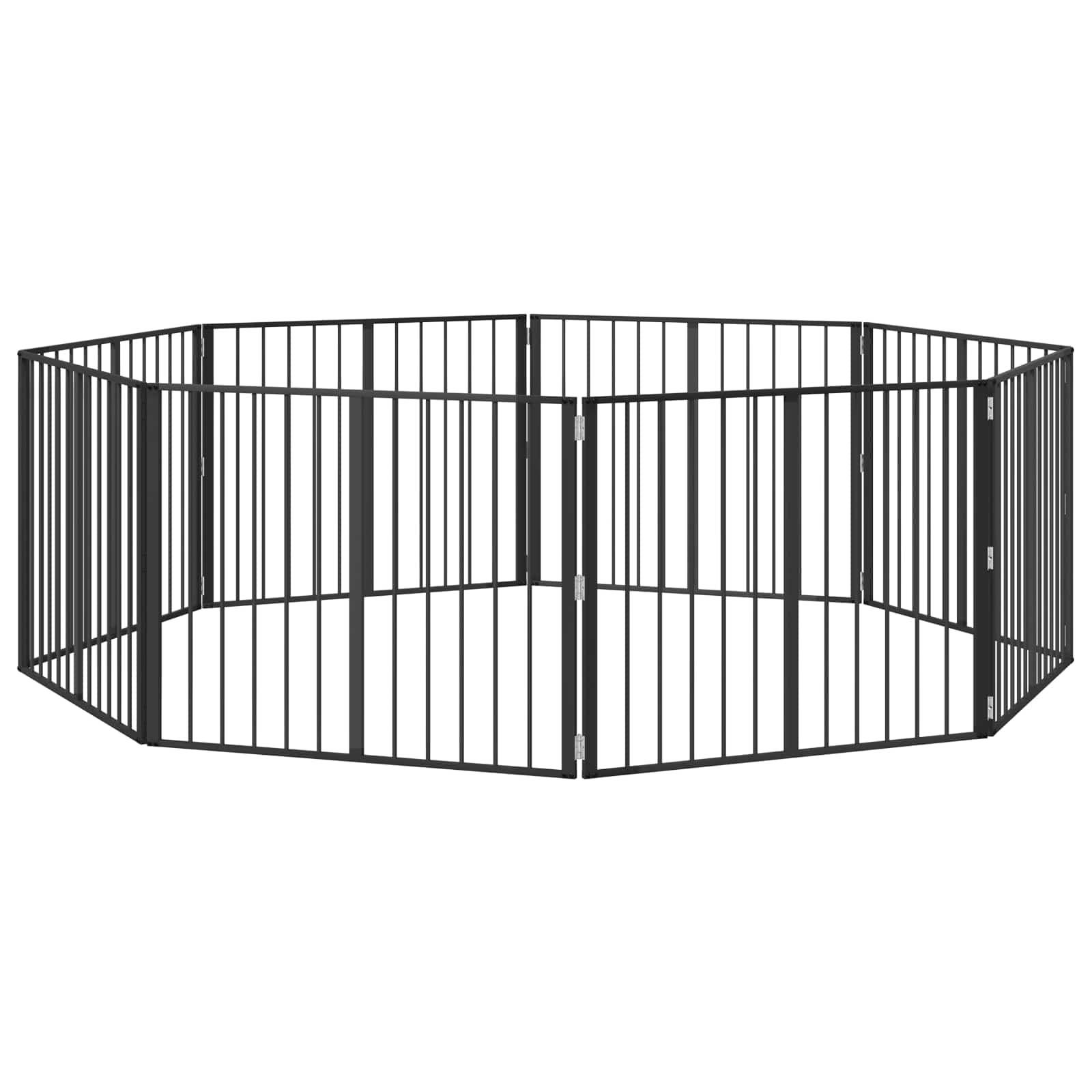 Hundgrind 8 pcs Svart 100 x 80 cm Galvaniserat Stål