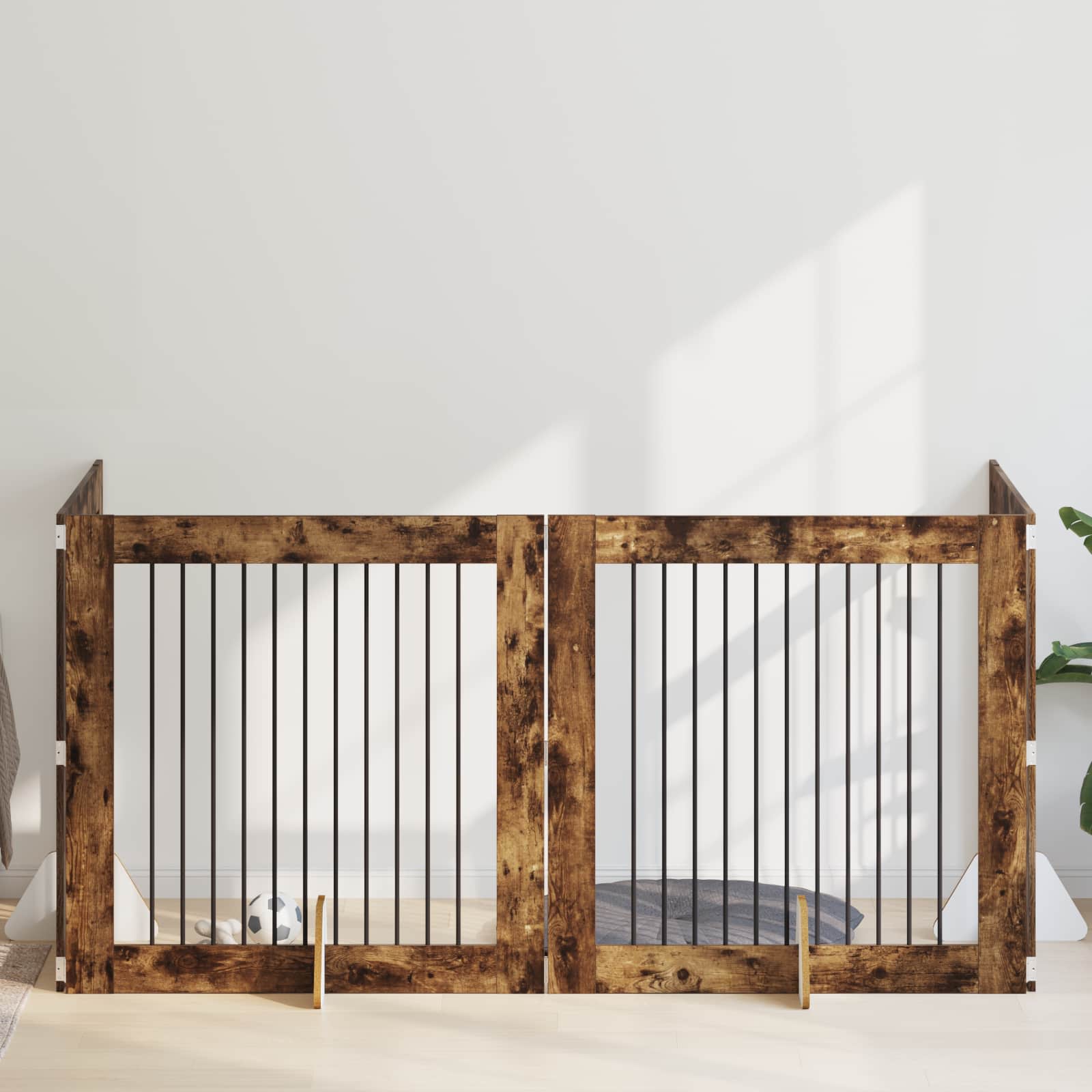 Hundgrind med ställningar 4 pcs Rökt ek 100 x 100 cm
