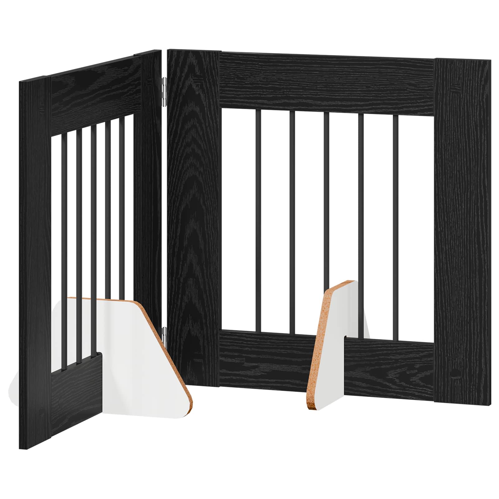 Fällbar hundgrind med stativ 2 st Svart ek 120,5 cm