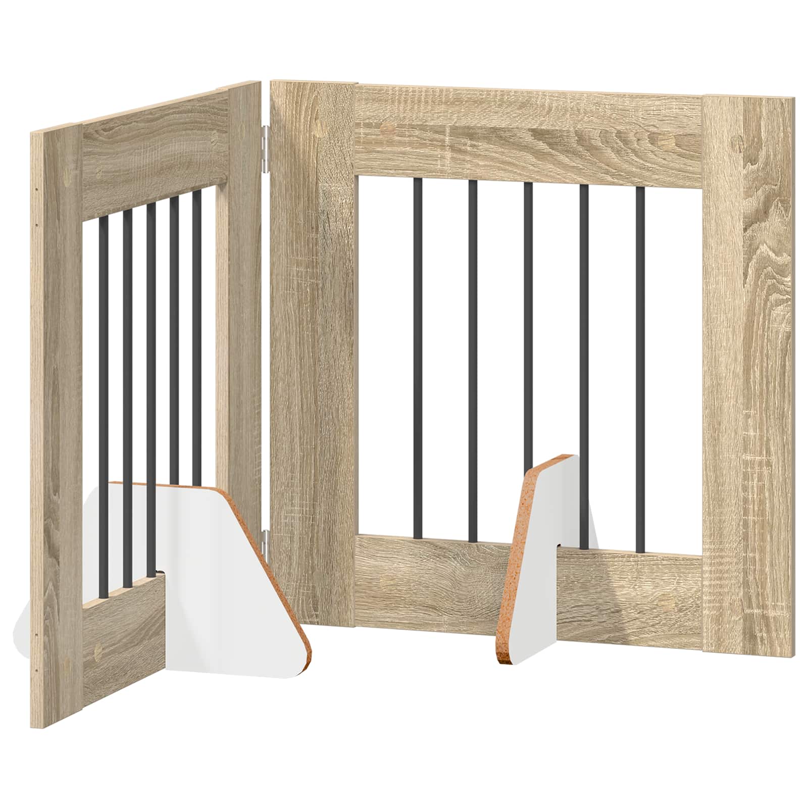 Fällbar hundgrind med stativ 2 st Sonoma-ek 120,5 cm