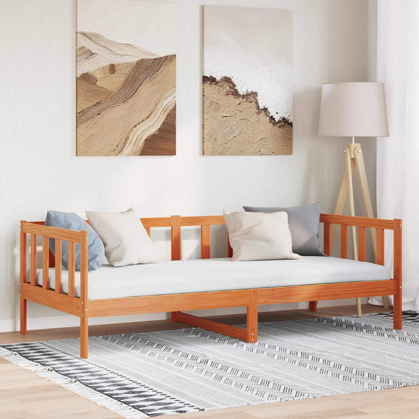 Sängram med huvudgavel Vaxbrun 90 x 190 cm Massiv furu