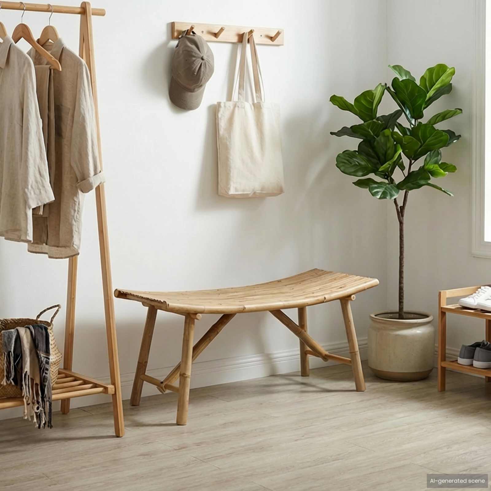 Trädgårdsbänk 110 x 45 x 50 cm Bambus Naturfärg Rektangulär