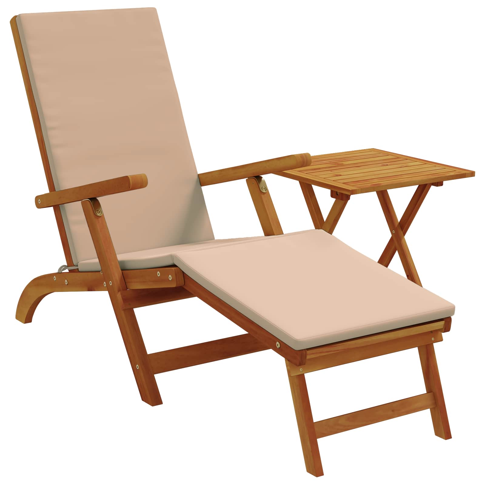 Reclining och Fällbar Solstol 2 st Massivt Akaciaträ Taupe