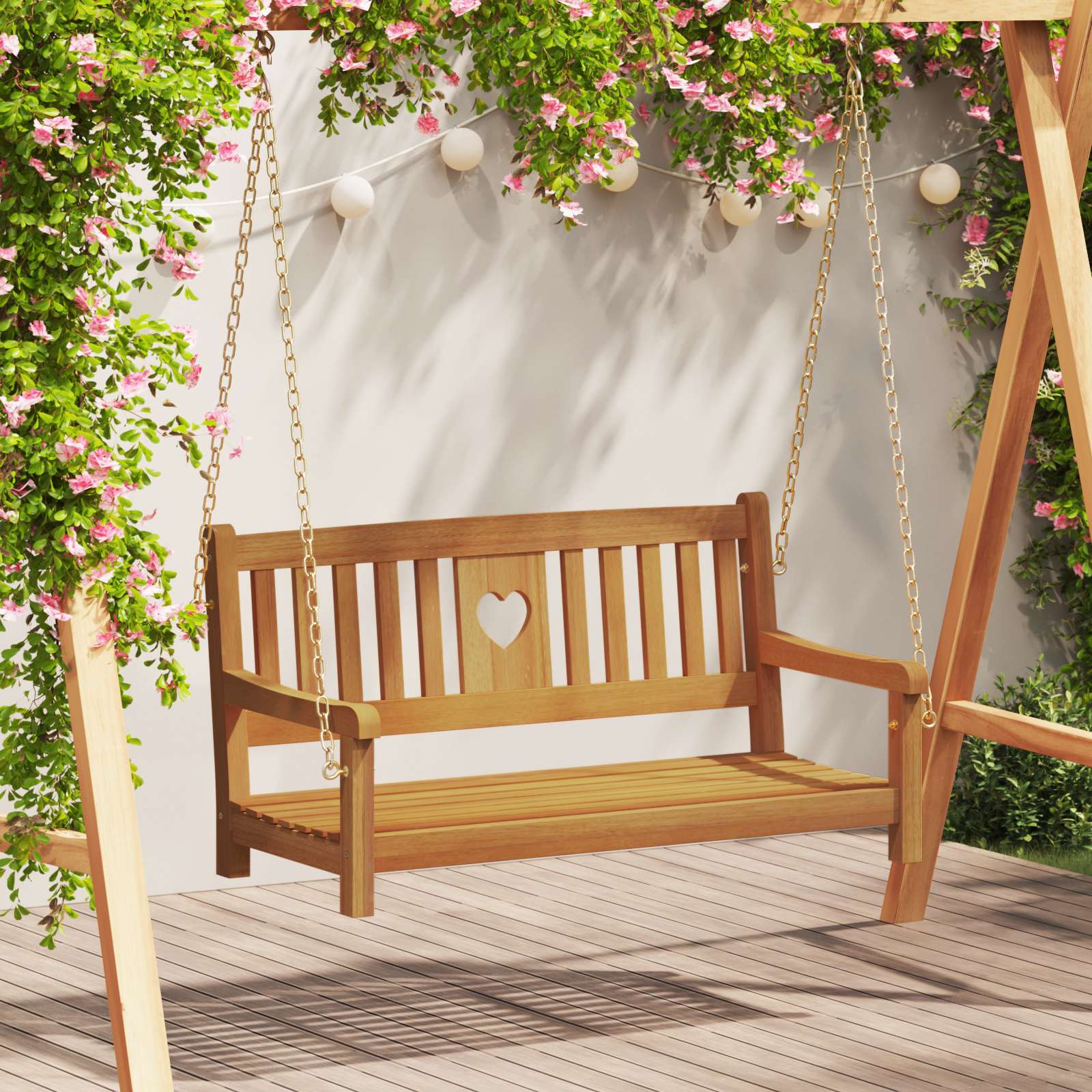 Trädgårdsgungbänk 2 -Seater 110 x 56 x 58 cm Massivt Akaciaträ