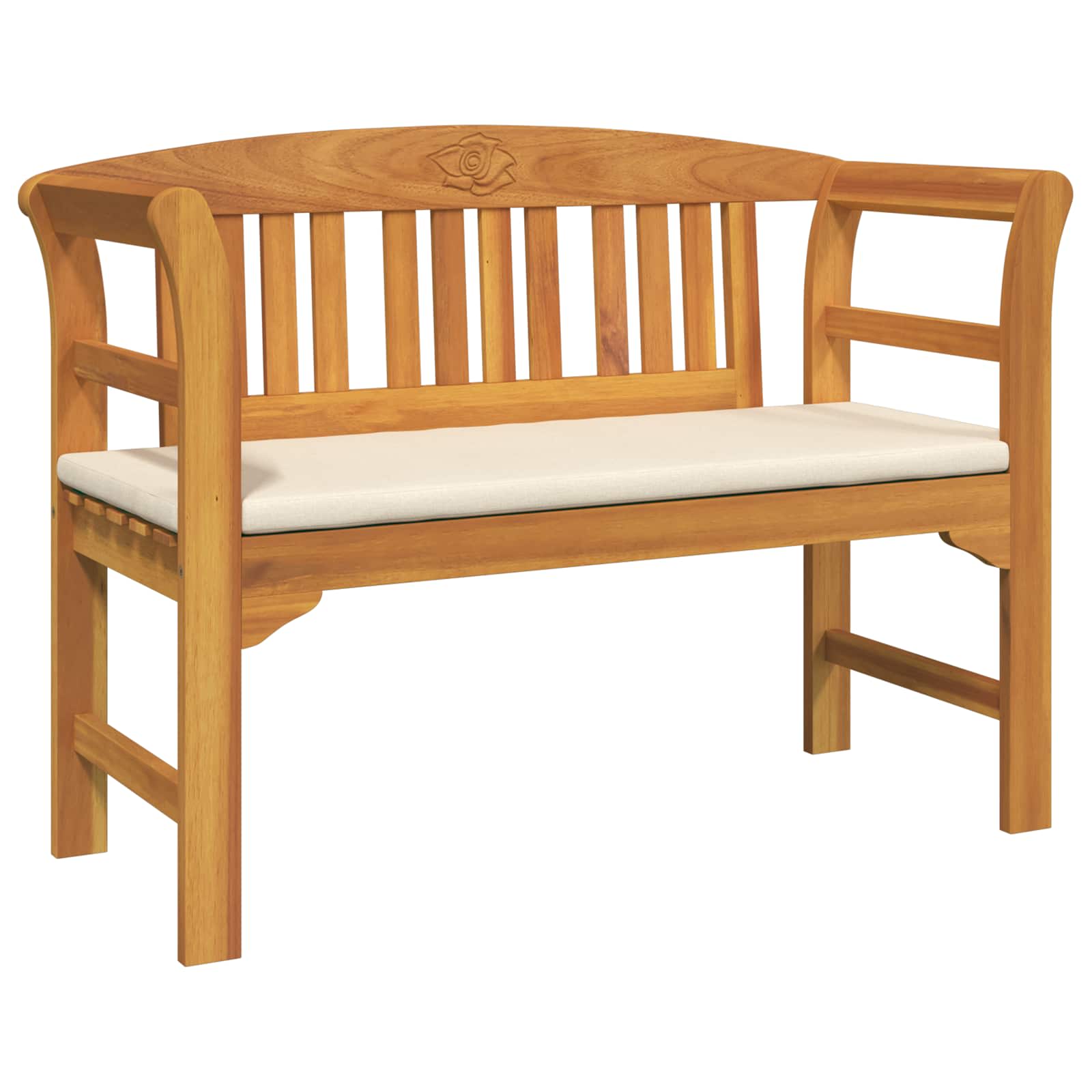 Rosabänk med kudde Krämvit 114 x 46 x 82,5 cm Massivt Akaciaträ