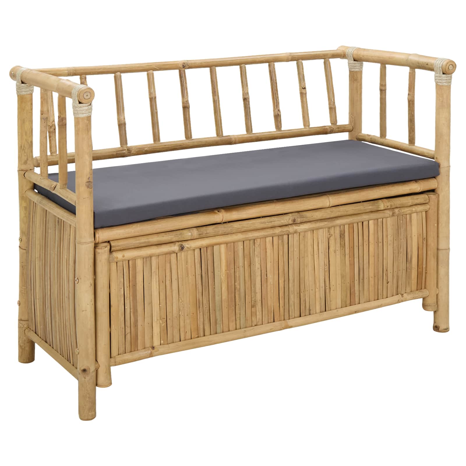 Trädgårdsförvaringsbänk 110 x 47 x 80 cm Bambus Naturfärg