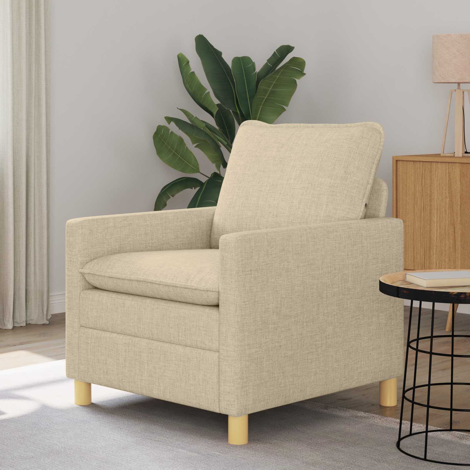 Soffa Gräddvit 76 x 81 x 87,5 cm Tyg