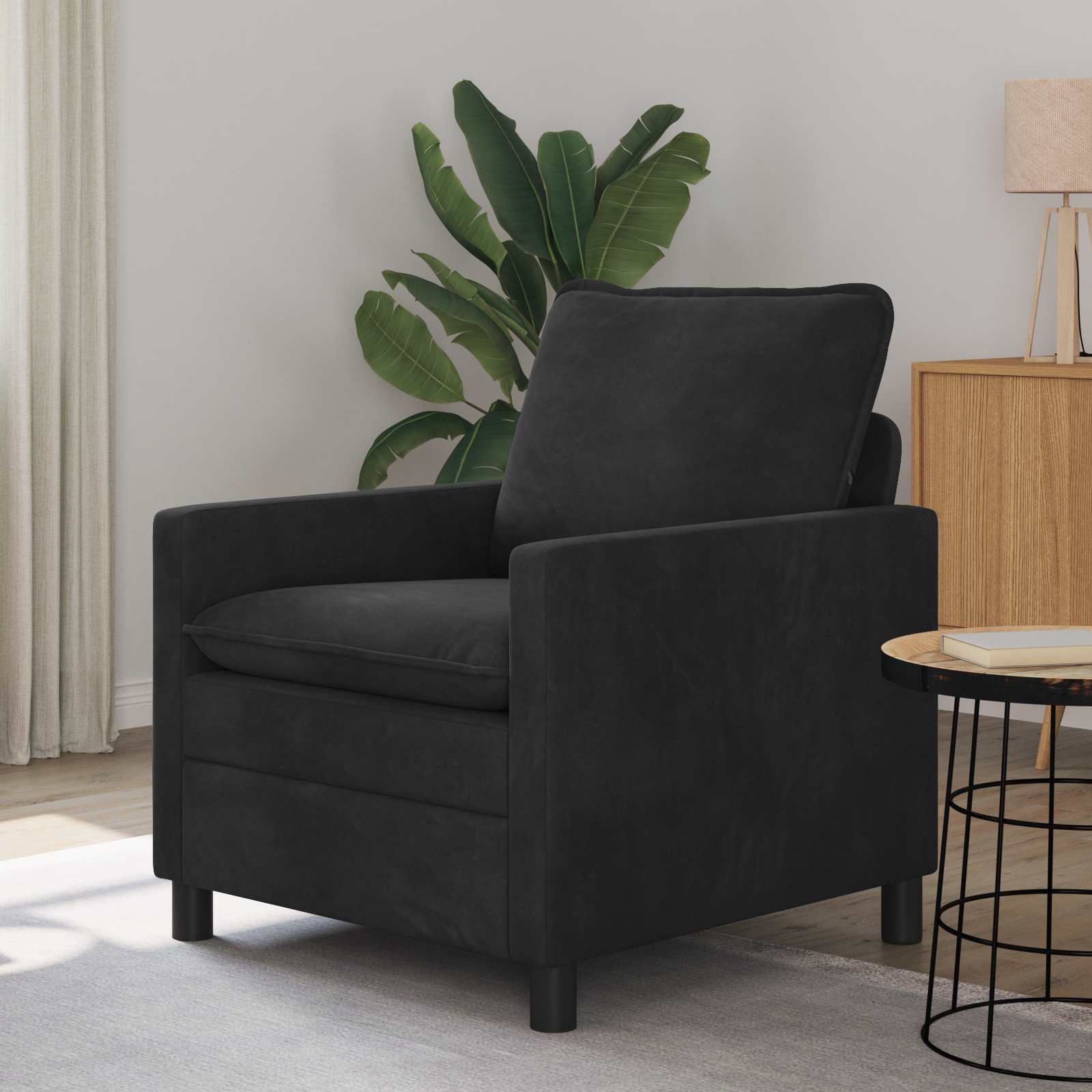 Soffa Svart 76 x 81 x 87,5 cm Sammet