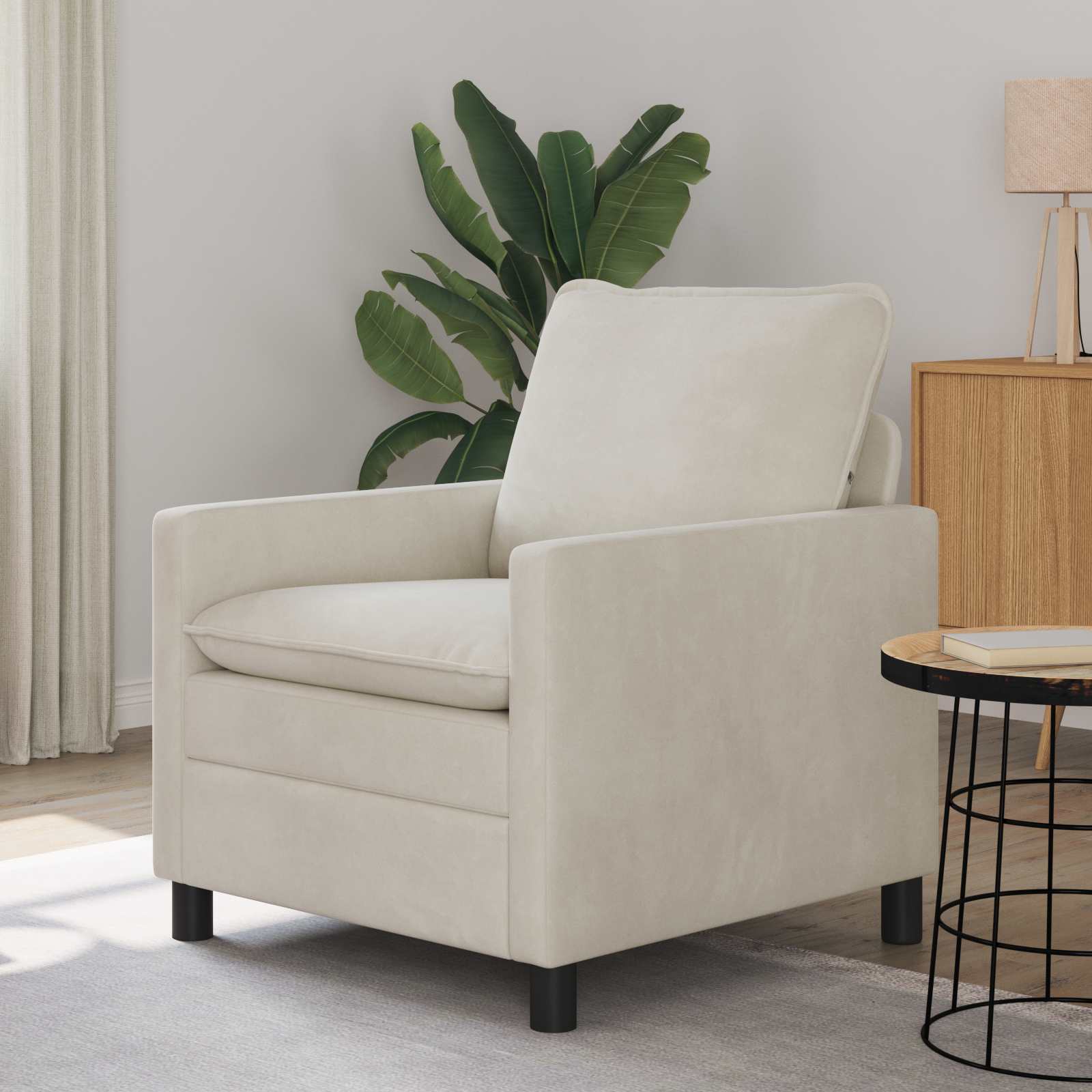 Soffa Gräddvit 76 x 81 x 87,5 cm Sammet