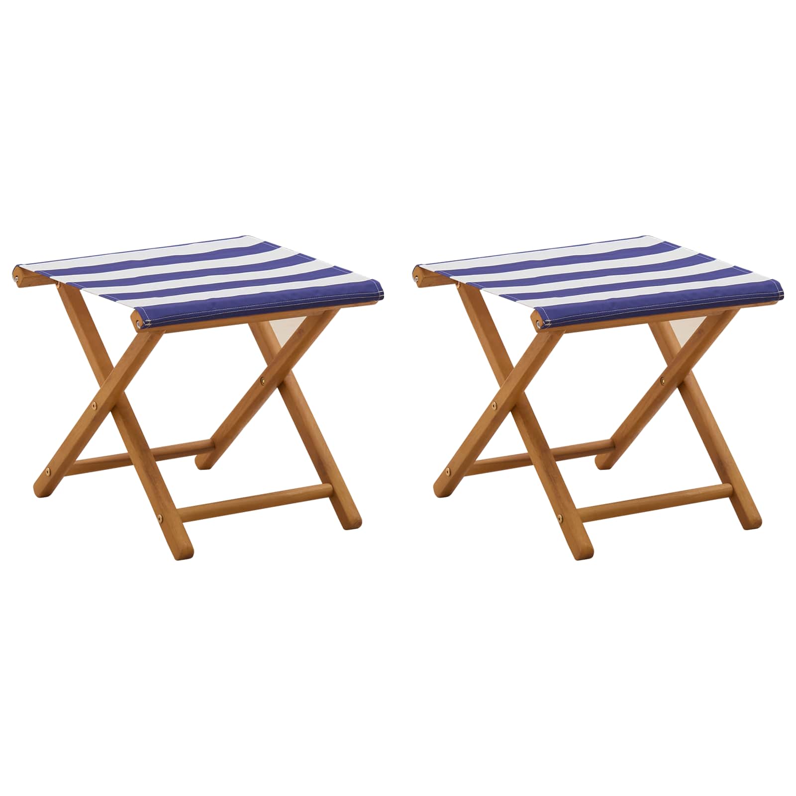 Deck Chair 2 st Massiv Eukalyptus Trä Blå och Vit