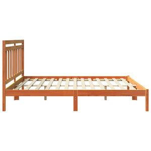 Sängram med huvudgavel Vaxbrun 180 x 200 cm Massiv furu
