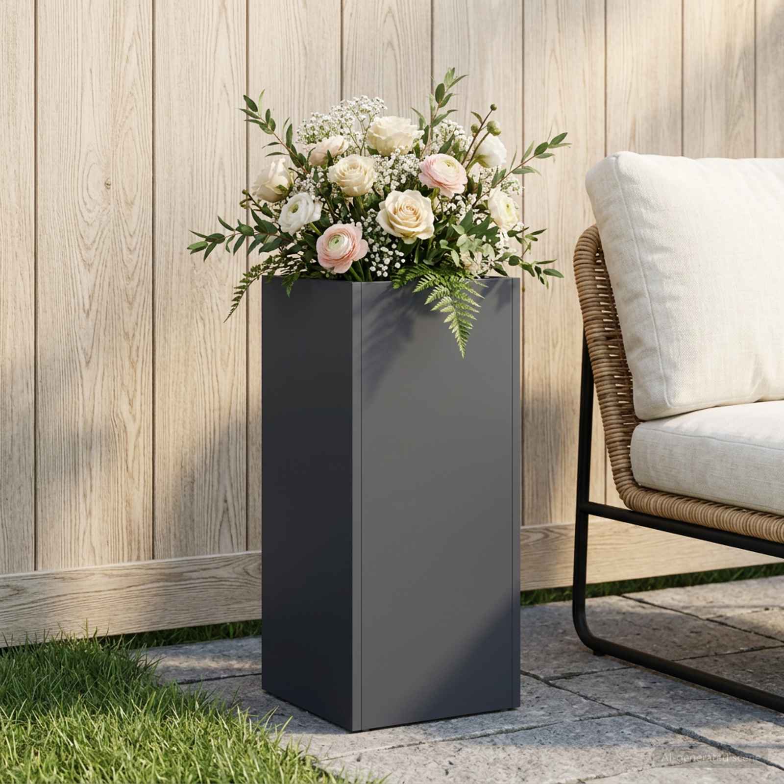 Trädgårdsplanterare Antracit 20 x 20 x 40 cm Kallvalsat stål