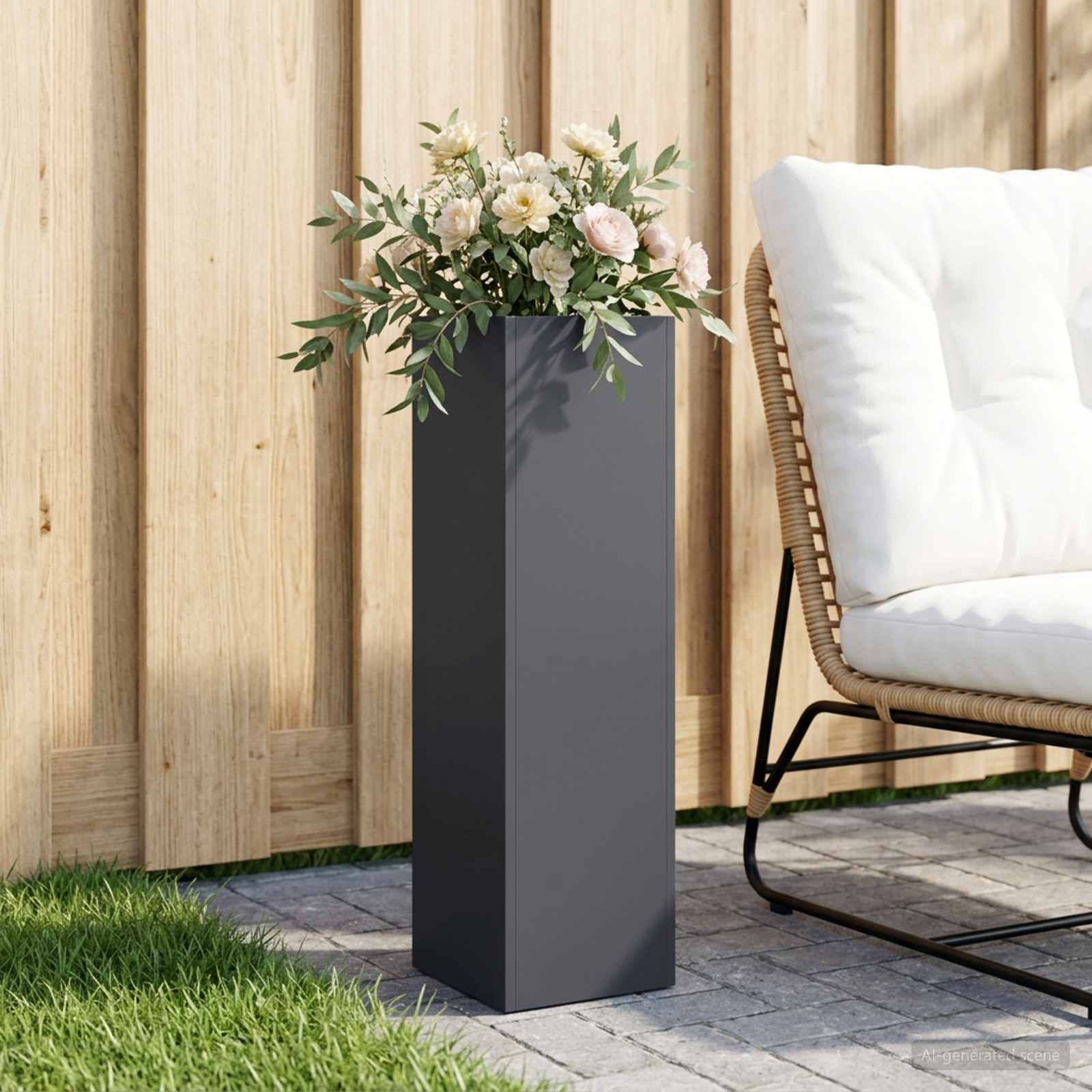 Trädgårdsplanterare Antracit 20 x 20 x 75 cm Kallvalsat stål