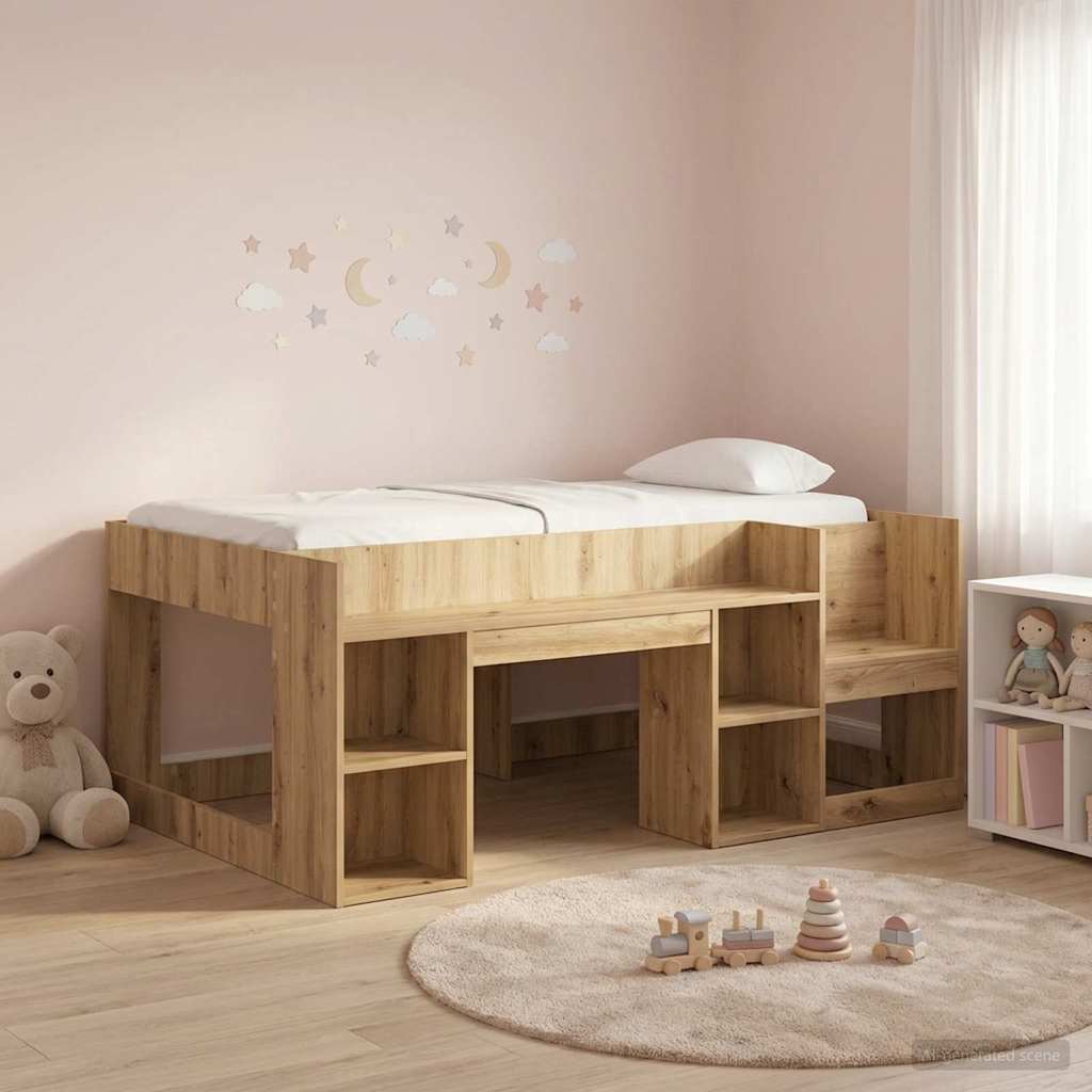 Barnsängsram med förvaring Artisan-ek 80 x 160 cm