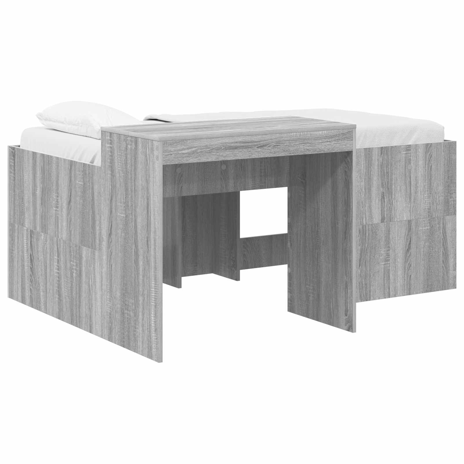 Barns högsängram med skrivbord Grå Sonoma Konstruerat trä