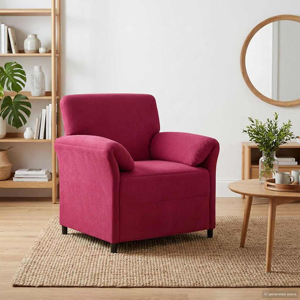 En-sitssoffa Vinröd 88 x 83 x 95 cm Sammet