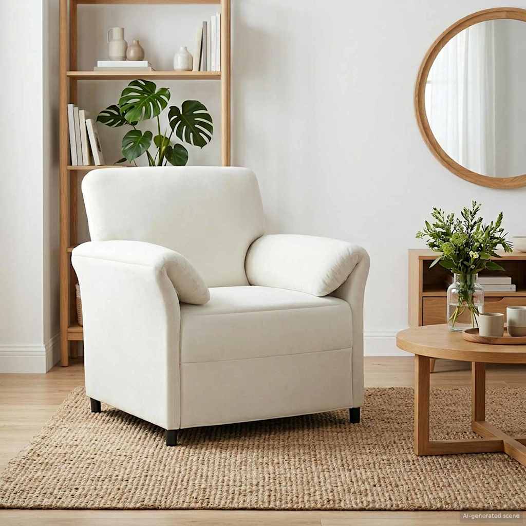 En-sitssoffa Gräddvit 88 x 83 x 95 cm Sammet