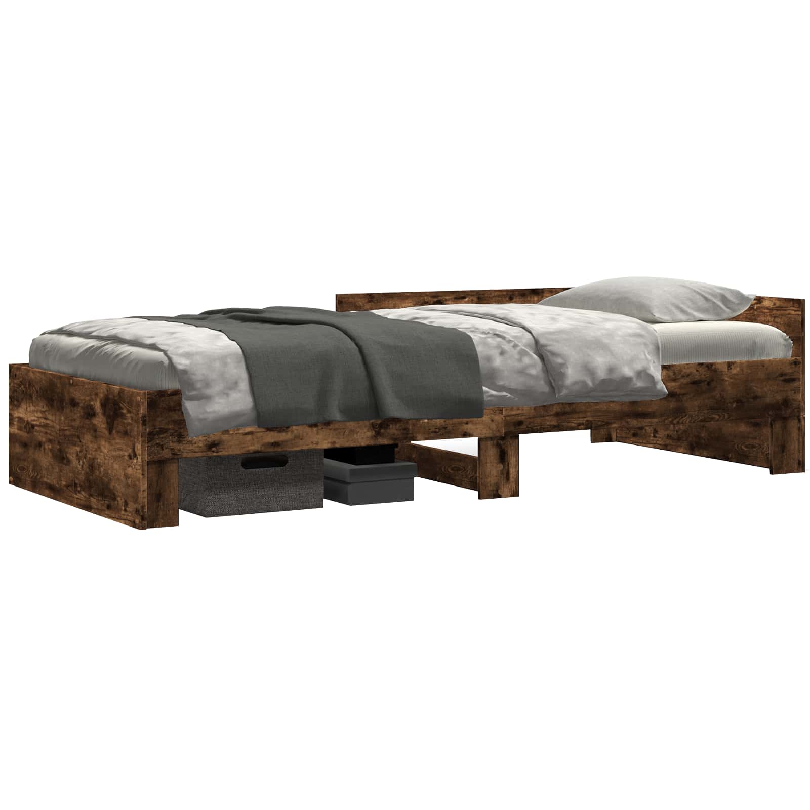 Sängram med huvudgavel Rökt ek 80 x 200 cm Konstruerat trä