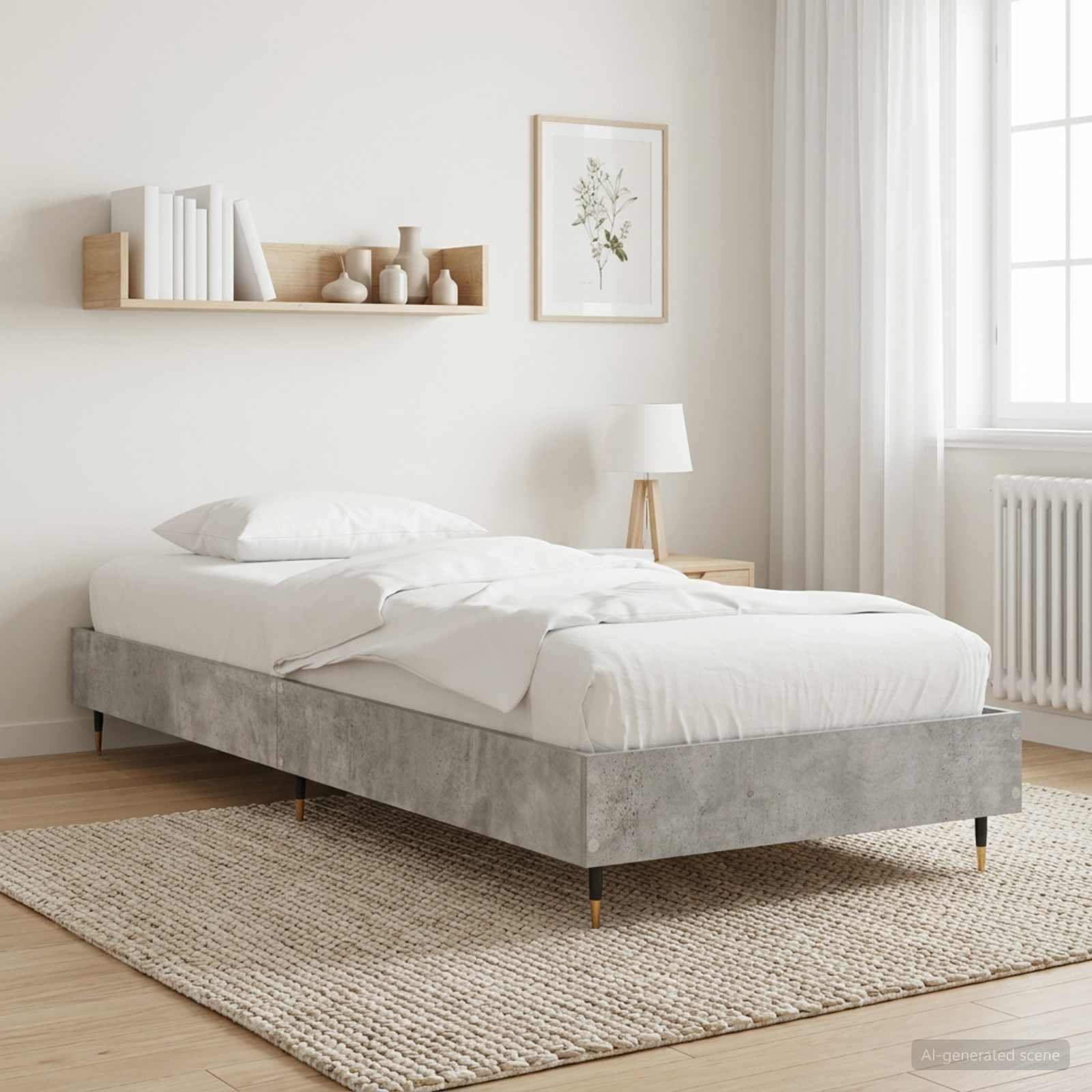 Sängram Betonggrå 80 x 200 cm Konstruerat trä