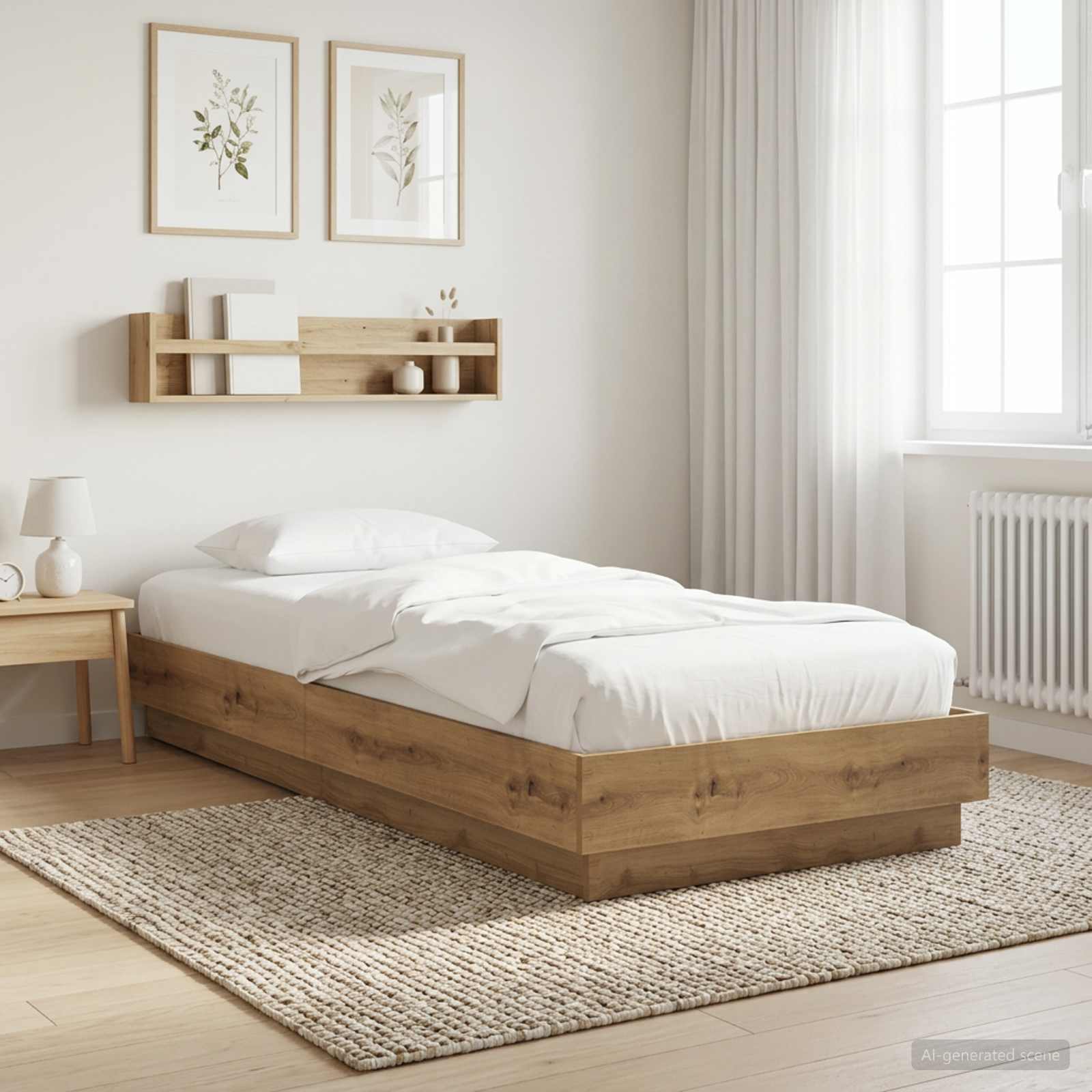 Golvsängsram Artisan-ek 80 x 200 cm Konstruerat trä