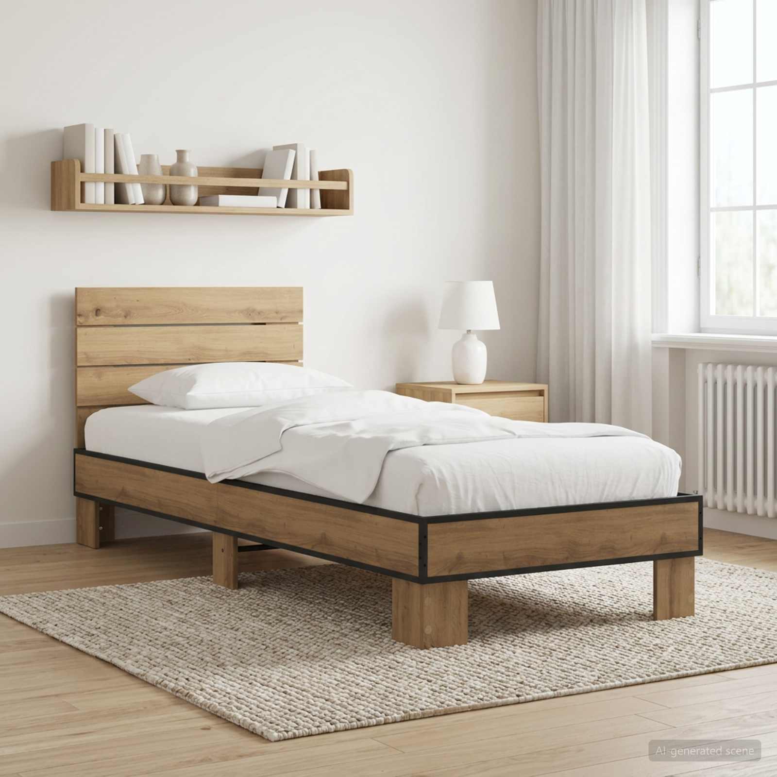 Sängram med huvudgavel Artisan-ek 80 x 200 cm Konstruerat trä