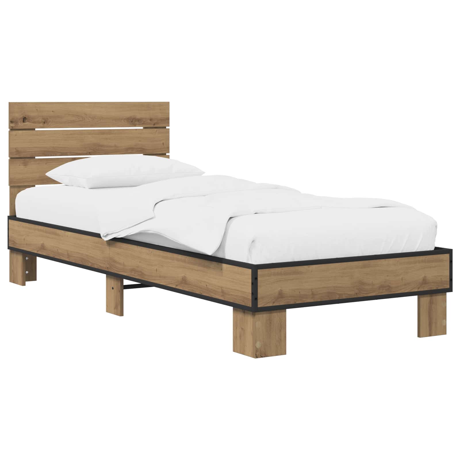 Sängram med huvudgavel Artisan-ek 80 x 200 cm Konstruerat trä