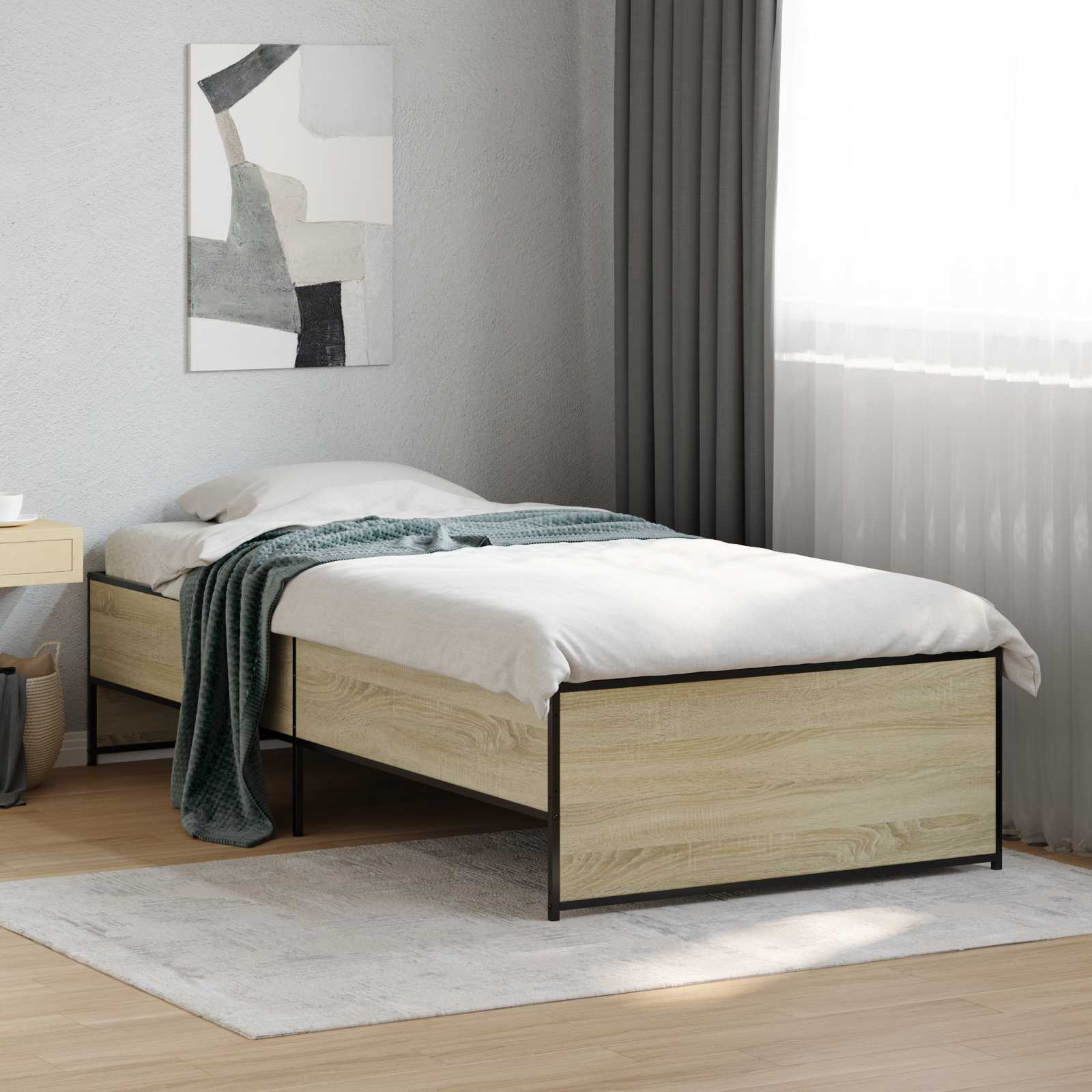 Sängram Sonoma-ek 80 x 200 cm Konstruerat trä