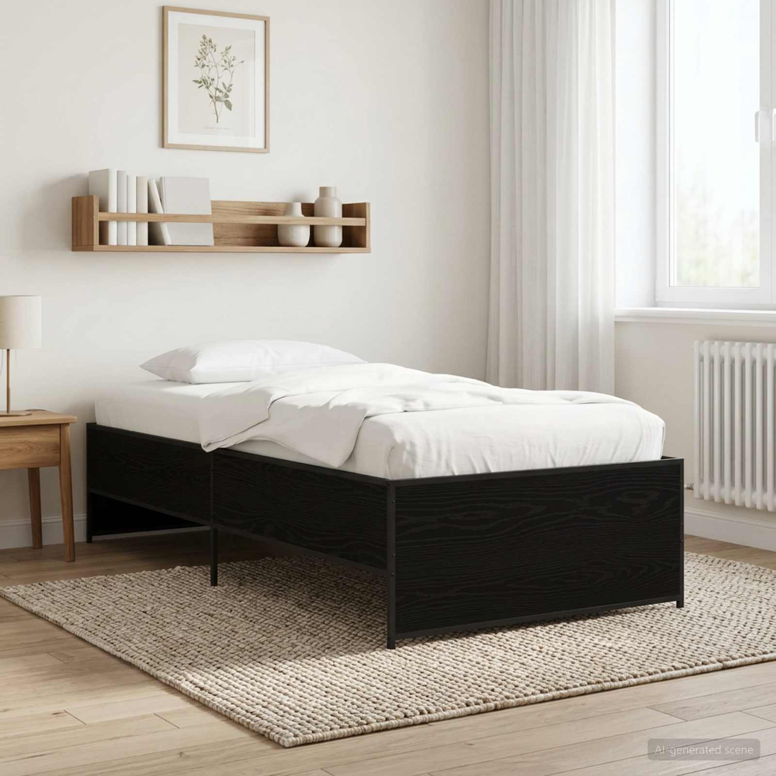 Sängram Svart ek 80 x 200 cm Konstruerat trä