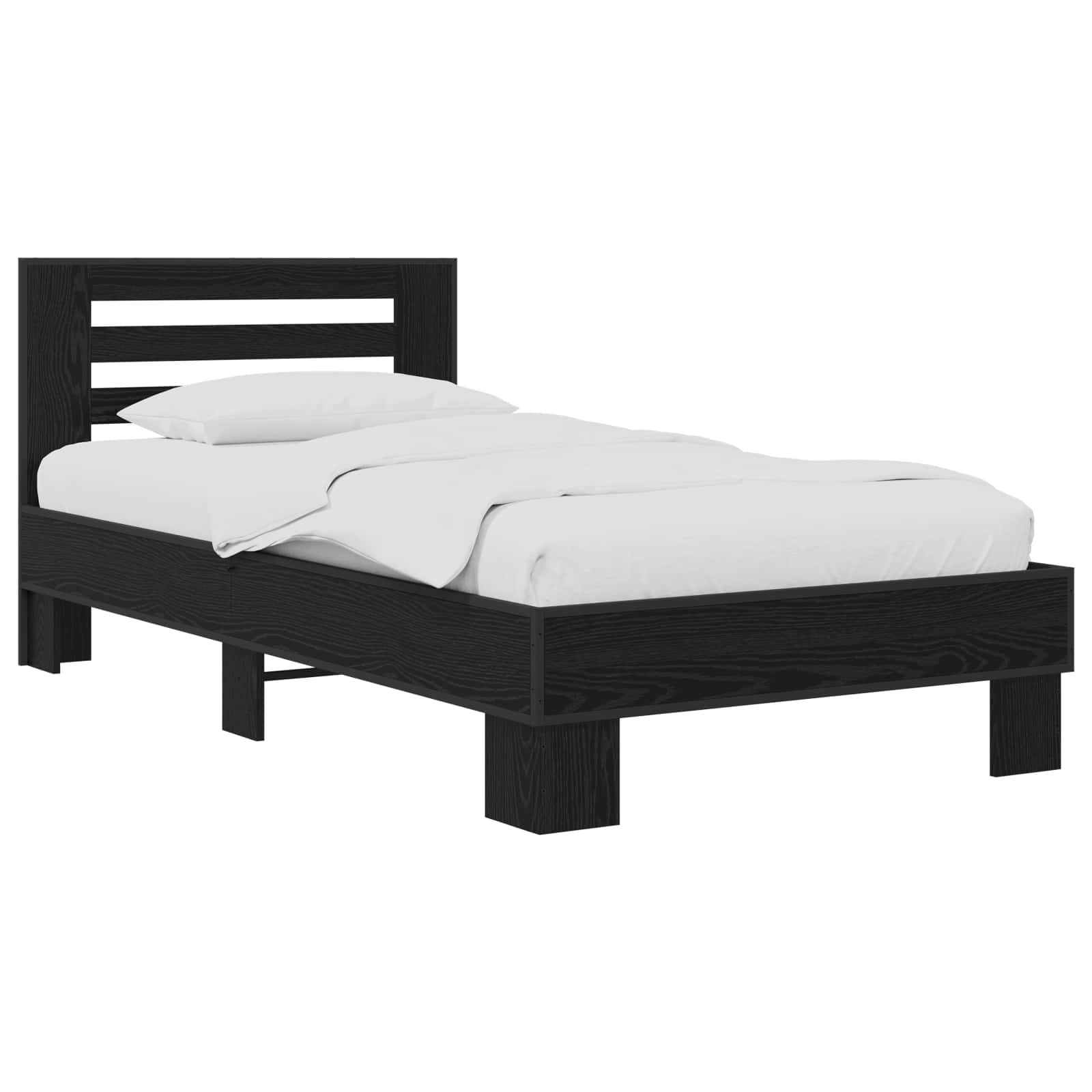 Sängram med huvudgavel Svart ek 80 x 200 cm Konstruerat trä