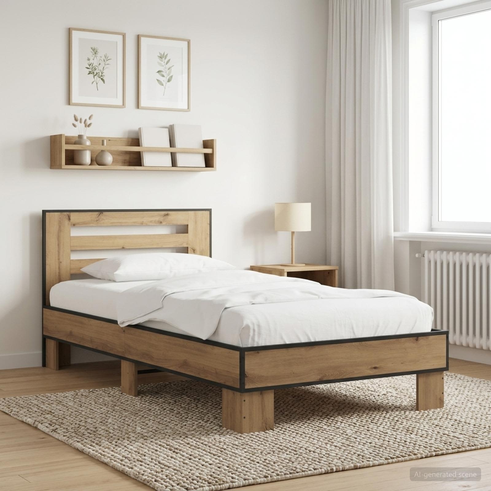 Sängram med huvudgavel Artisan-ek 80 x 200 cm Konstruerat trä
