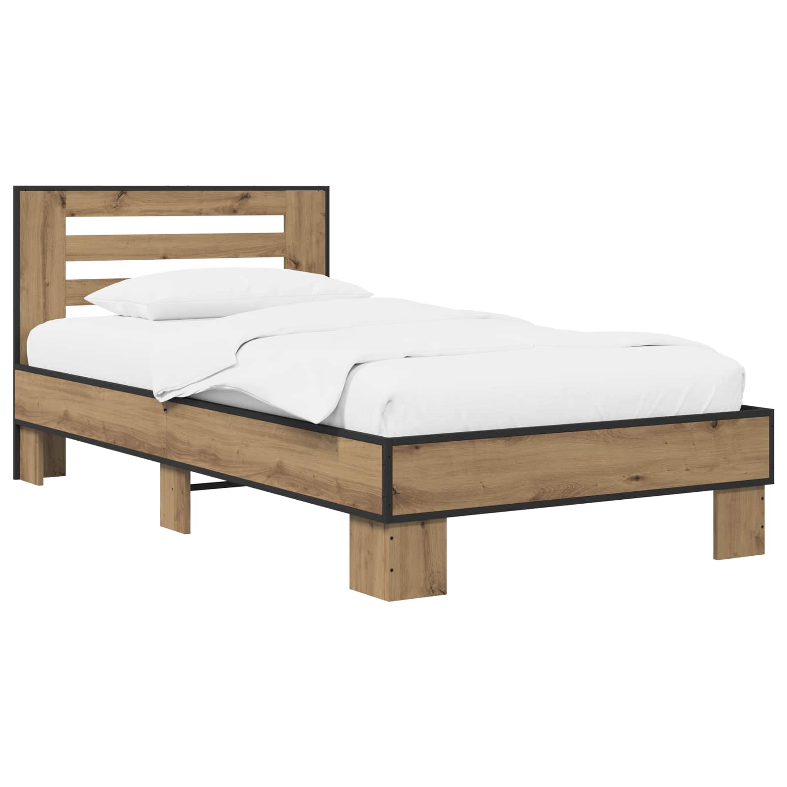 Sängram med huvudgavel Artisan-ek 80 x 200 cm Konstruerat trä