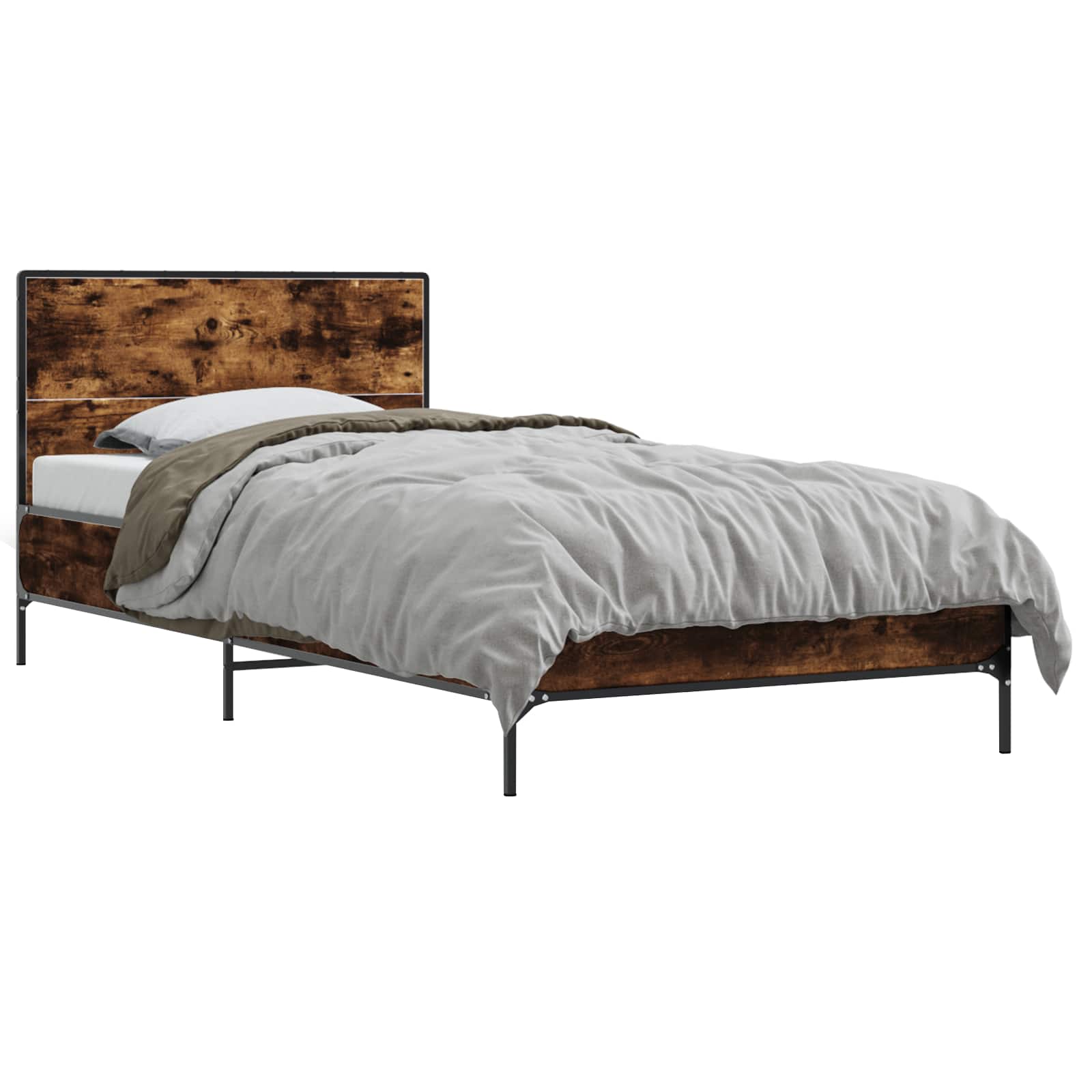 Sängram med huvudgavel Rökt ek 80 x 200 cm Konstruerat trä
