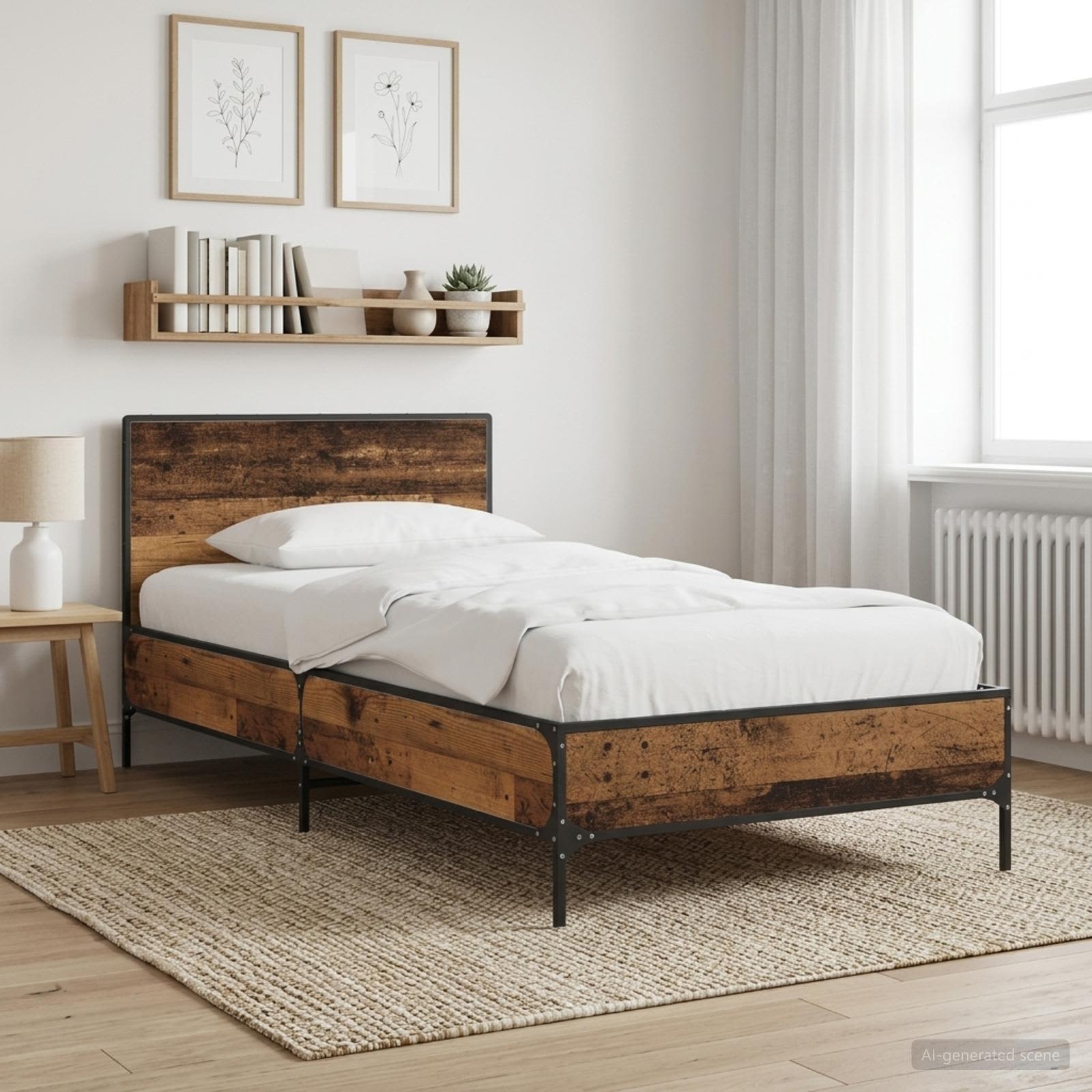 Sängram med huvudgavel Gammalt trä 80 x 200 cm Konstruerat trä