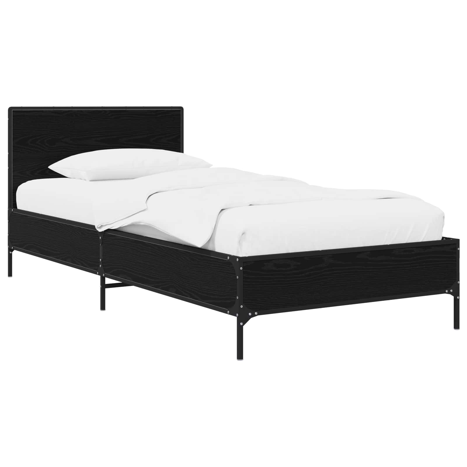 Sängram med huvudgavel Svart ek 80 x 200 cm Konstruerat trä