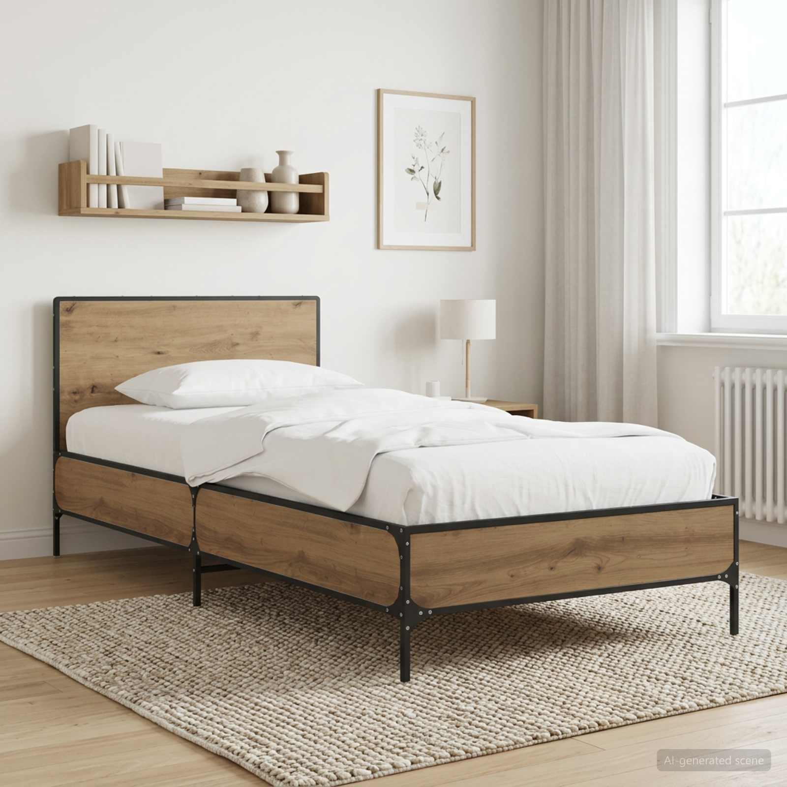 Sängram med huvudgavel Artisan-ek 80 x 200 cm Konstruerat trä