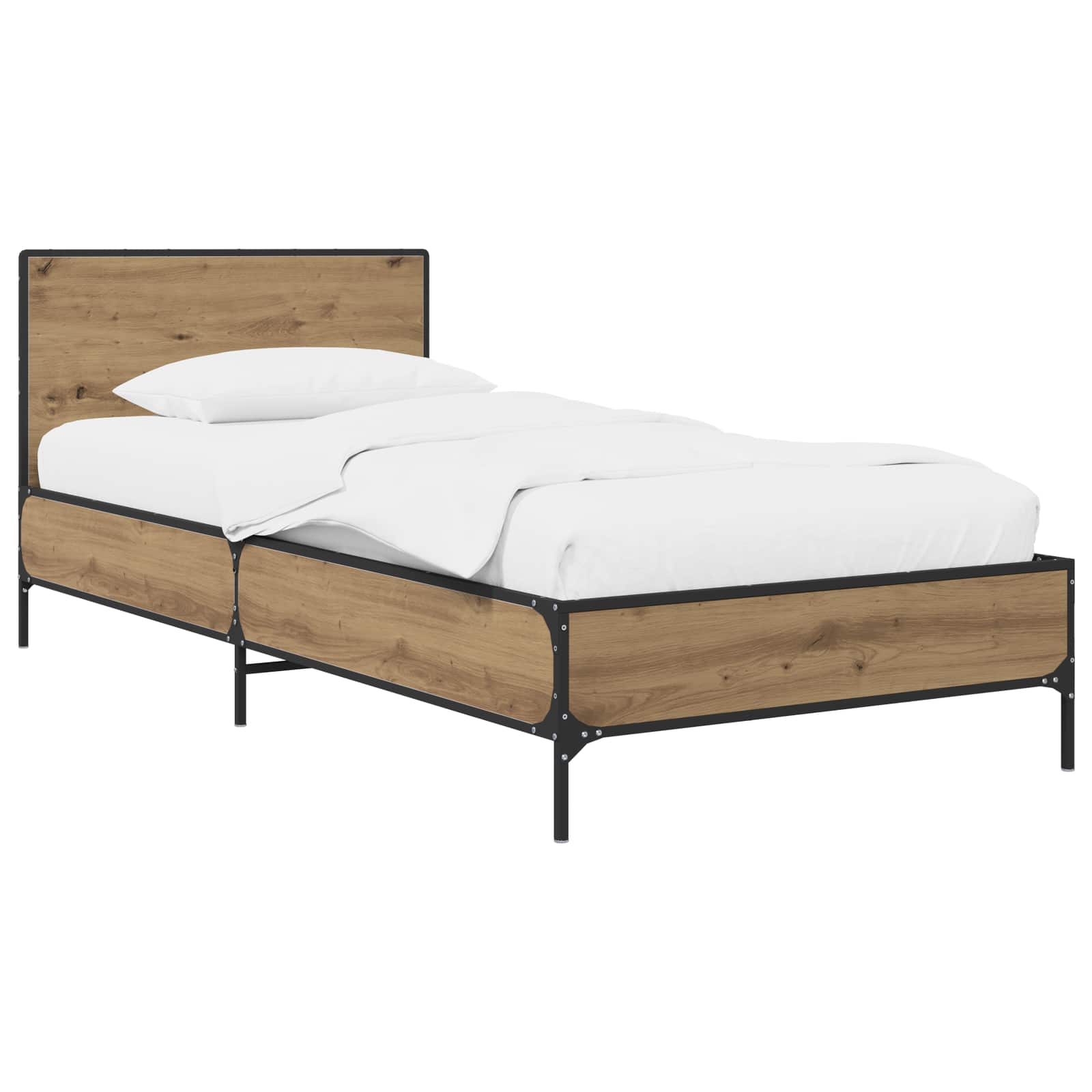 Sängram med huvudgavel Artisan-ek 80 x 200 cm Konstruerat trä