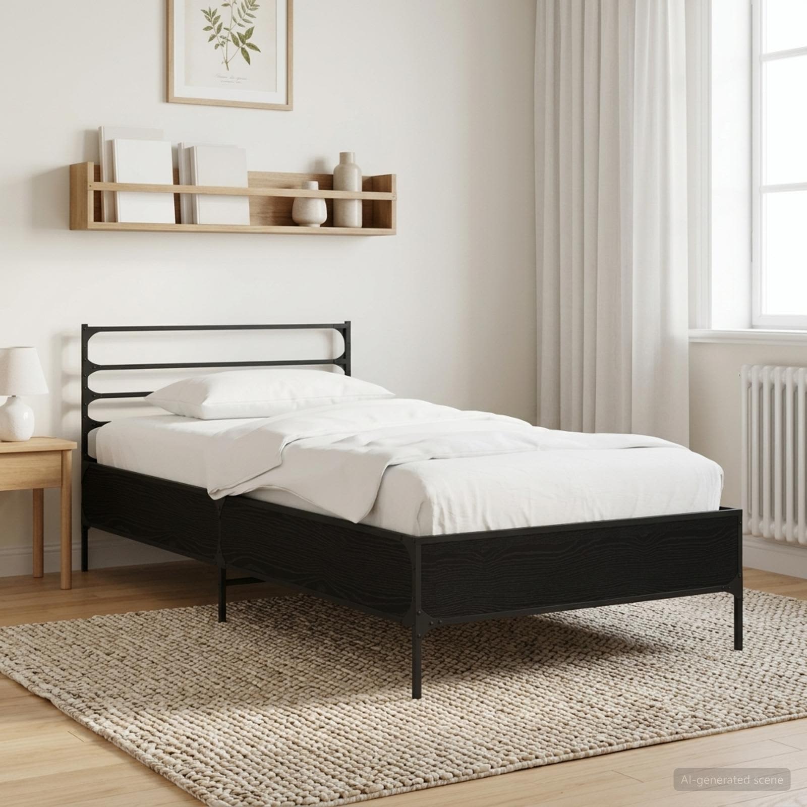 Sängram Svart ek 80 x 200 cm Konstruerat trä