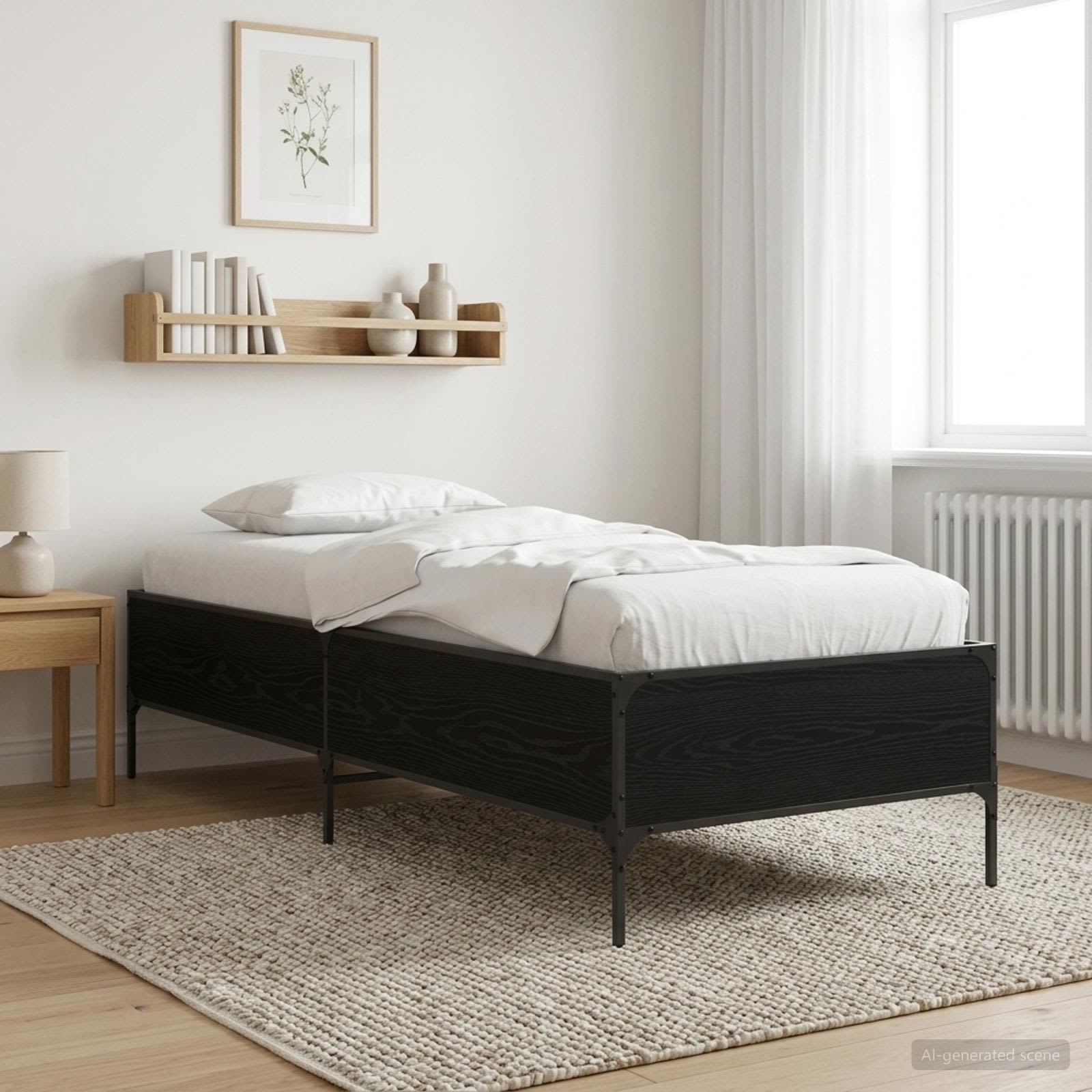 Sängram Svart ek 80 x 200 cm Konstruerat trä