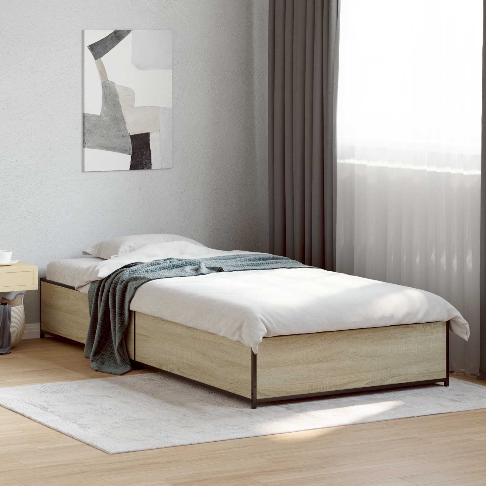 Sängram Sonoma-ek 80 x 200 cm Konstruerat trä