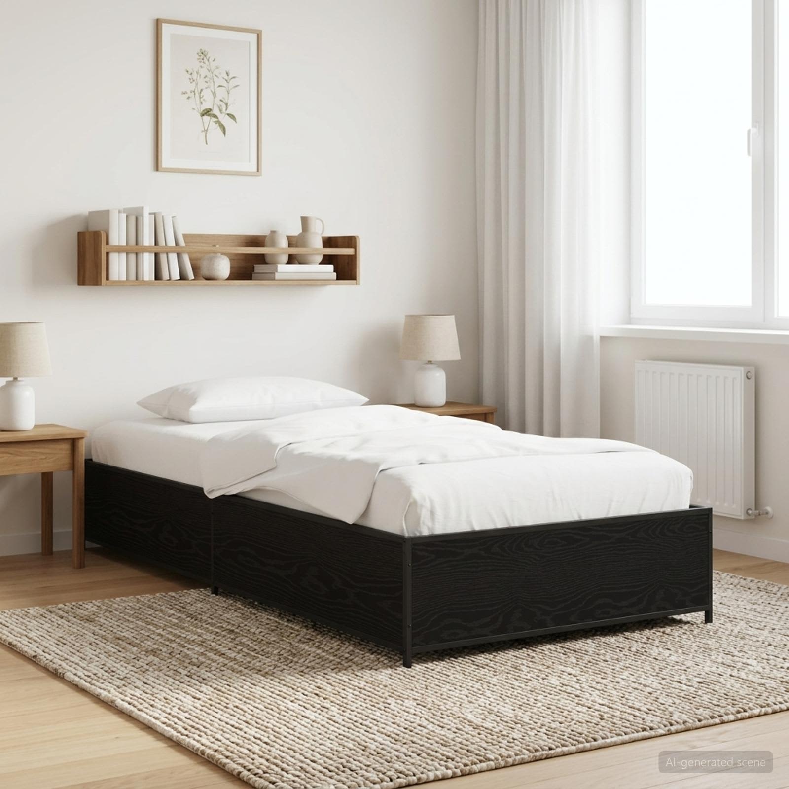 Sängram Svart ek 80 x 200 cm Konstruerat trä