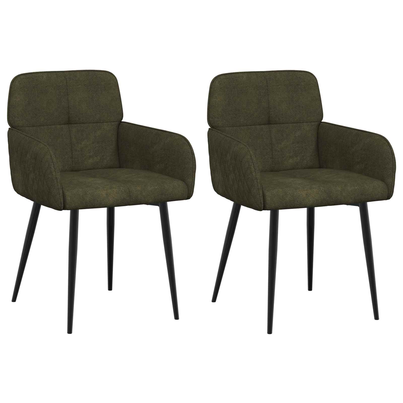 Matstolar 2 st Faux Mockaläder Armégrön 59x56,5x85cm