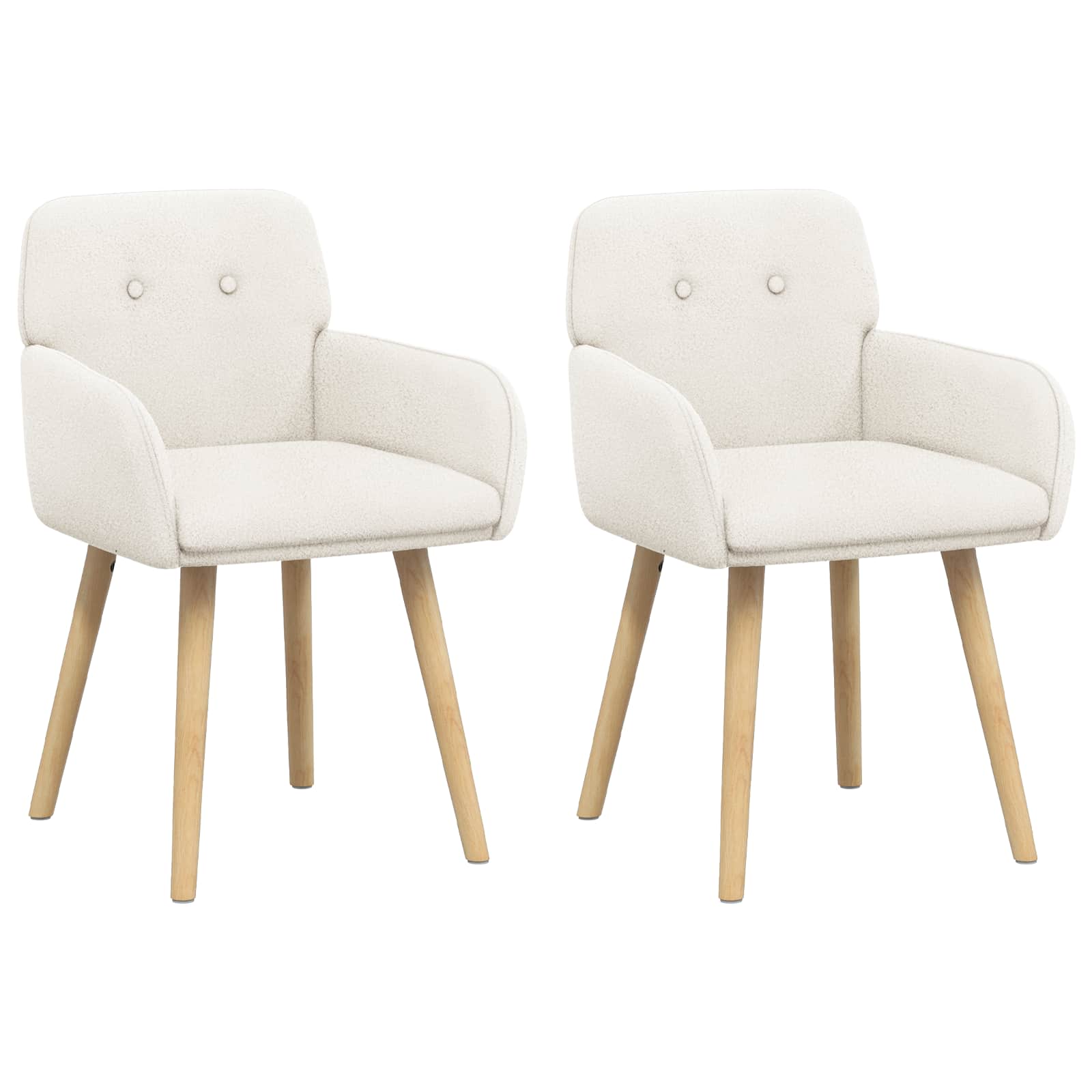 Matstolar 2 st Bouclé Gräddvit 59 x 57 x 85 cm