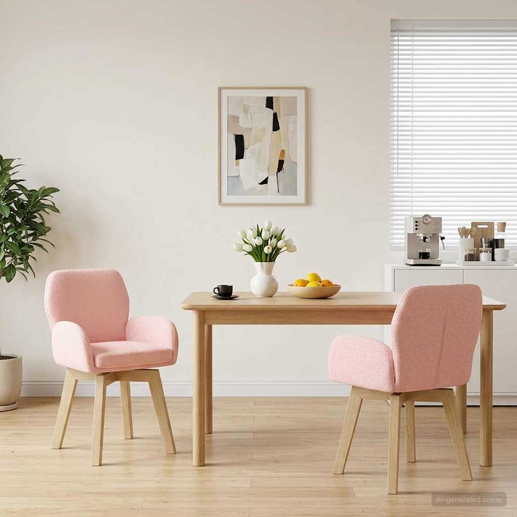 Svängande Matstolar 2 st Bouclé Rosa 54 x 58 x 87 cm