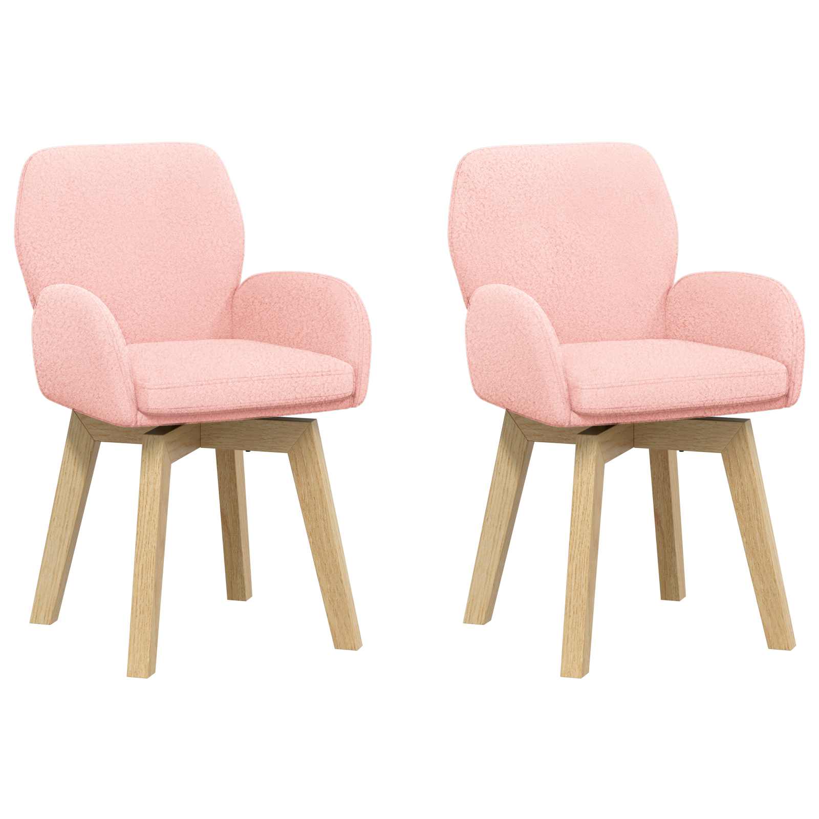 Svängande Matstolar 2 st Bouclé Rosa 54 x 58 x 87 cm
