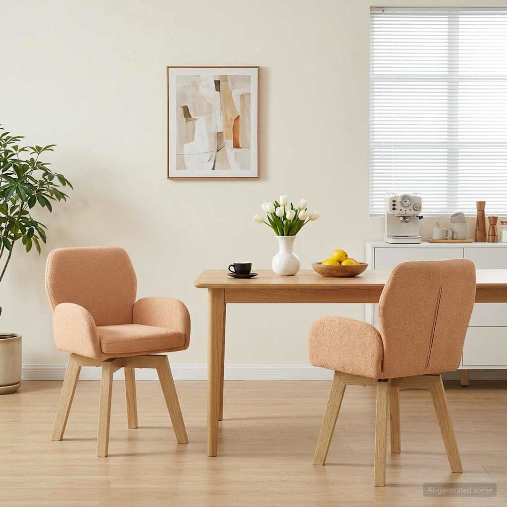 Svängande Matstolar 2 st Bouclé Beige 54 x 58 x 87 cm