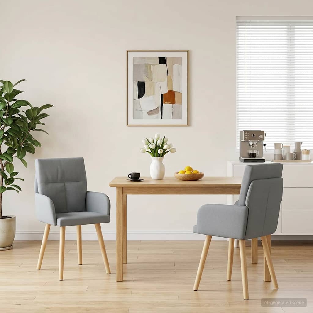 Matstolar 2 st Tyg Ljusgrå 60 x 56 x 96 cm